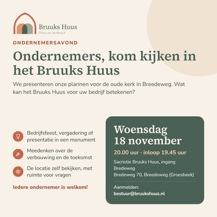 Ondernemers uit Groesbeek en omstreken, dit is uw uitnodiging